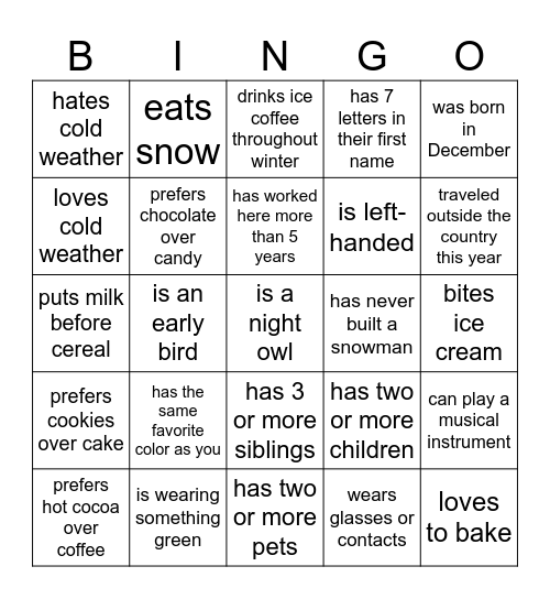 Find someone who... Bingo Card