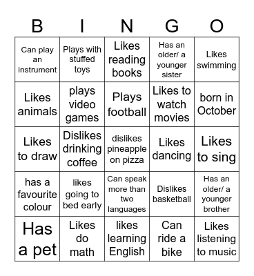 Human Bingo Card
