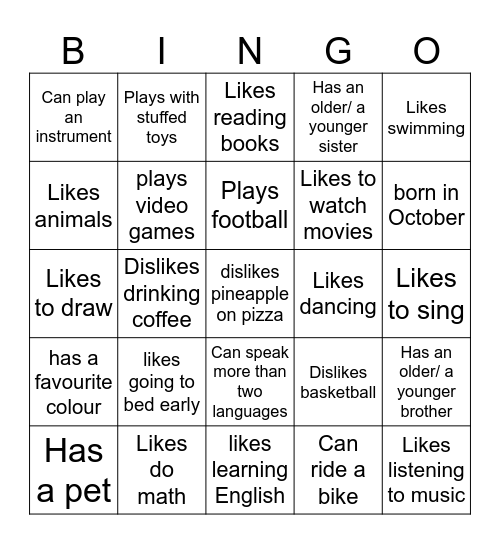 Human Bingo Card