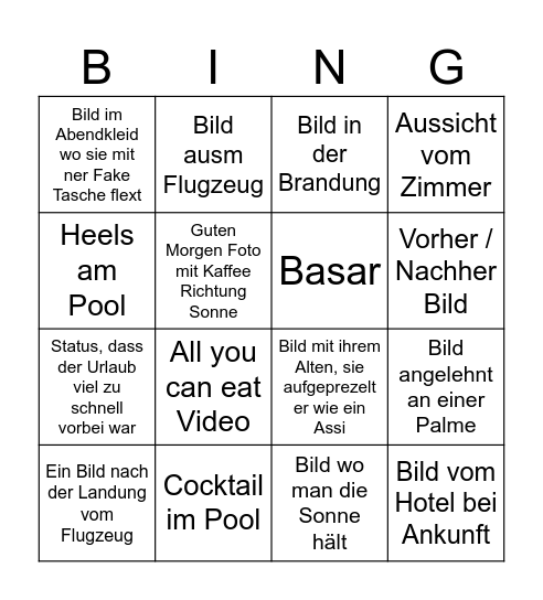 Urlaubs Status Bingo Card