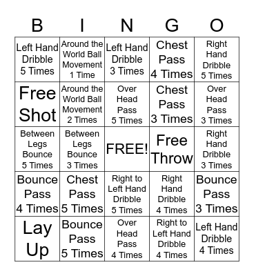 Basketball Bingo  Bingo Card