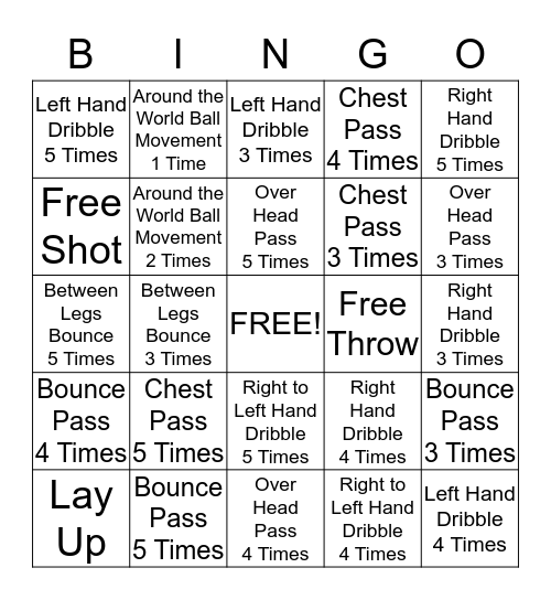 Basketball Bingo  Bingo Card