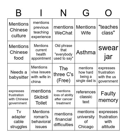 Bob bingo Card