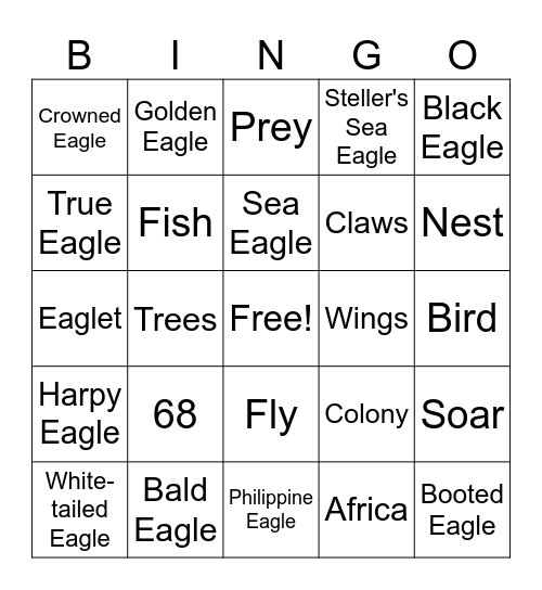 Eagle Bingo Card