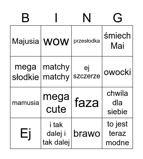 Wersow Bingo Card