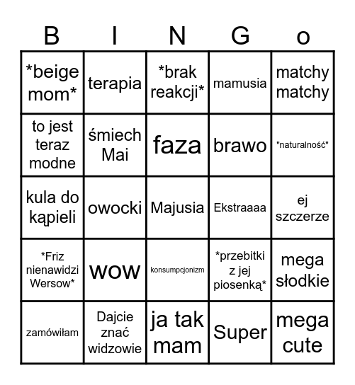 Wersow Bingo Card