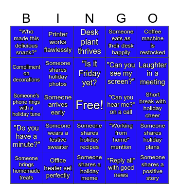 Ashburn Holiday Happy Hour Bingo Card