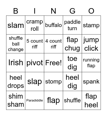 Tap I Bingo Card