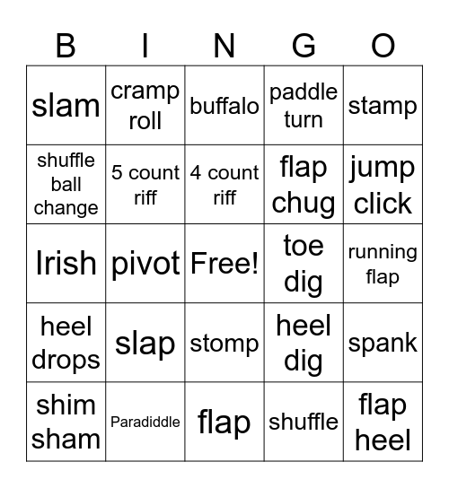 Tap I Bingo Card