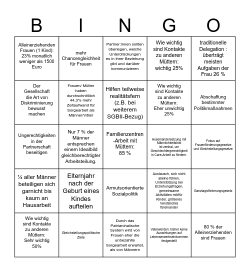 Care Arbeit BINGO Card