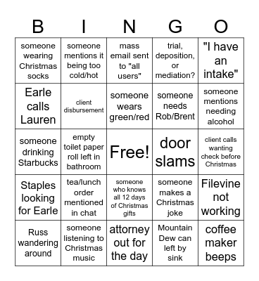 Long & Long Christmas BINGO Card