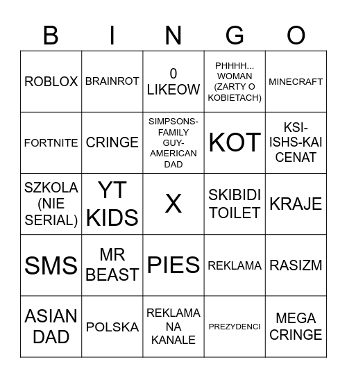 YT BINGO Card