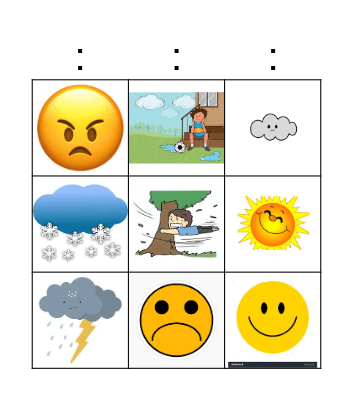 Weather and Emotions Bingo Card