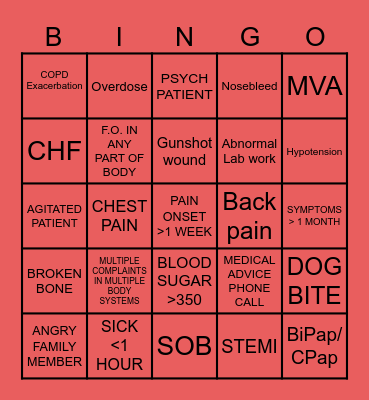 Christmas ER BINGO Card