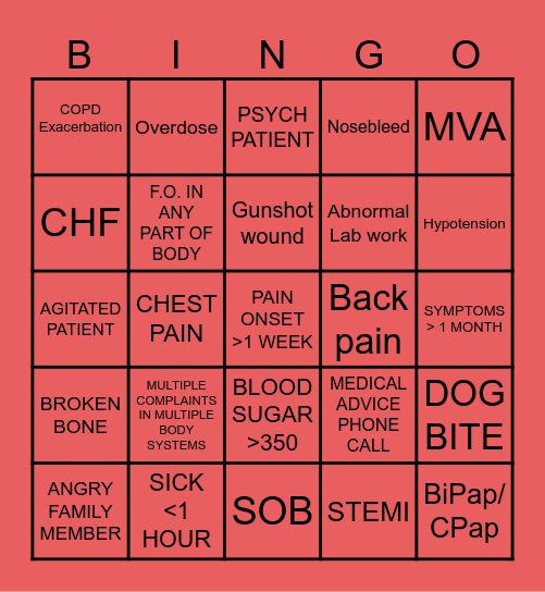 Christmas ER BINGO Card