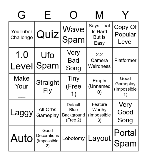 Recent Tab Bingo Card