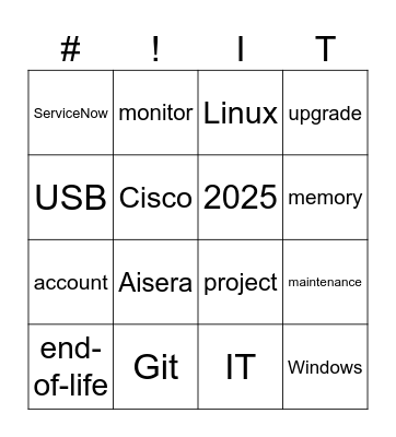 Arcfield IT Bingo Card