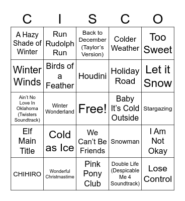 ETC End of Year Musical Bingo Card