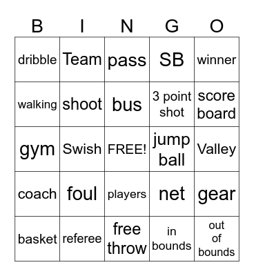 BASKETBALL Bingo Card