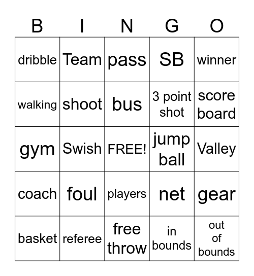 BASKETBALL Bingo Card