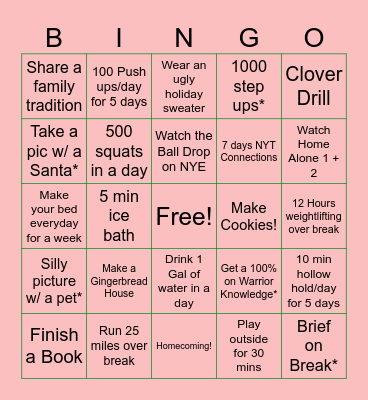 Winter Falcon Bingo Card