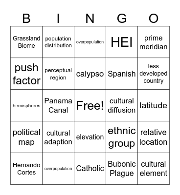 FALL REVIEW Bingo Card