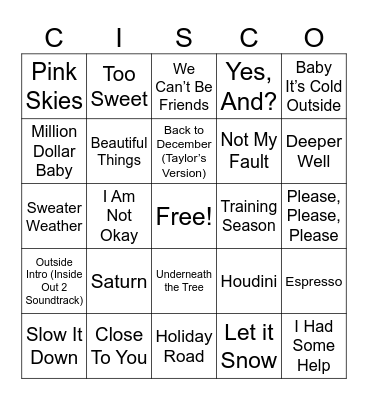 ETC End of Year Musical Bingo Card