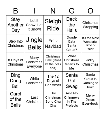 Christmas Disco Bingo Card