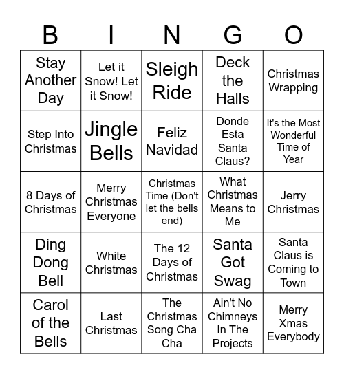 Christmas Disco Bingo Card