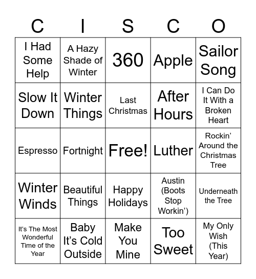 ETC End of Year Musical Bingo Card