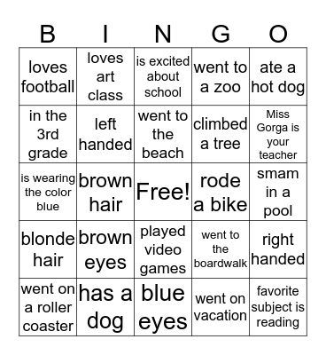 West Dover Bluejays Bingo Card