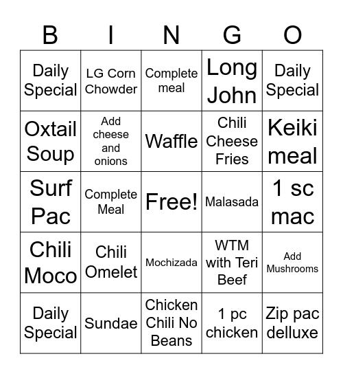 Queen B's Bingo Card