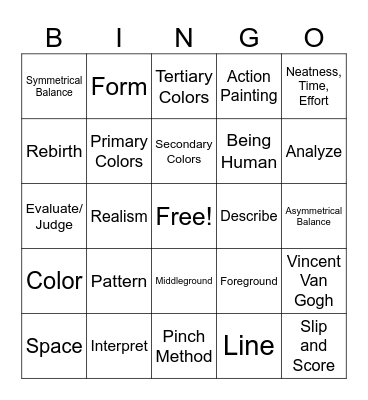 Art Final Bingo Card