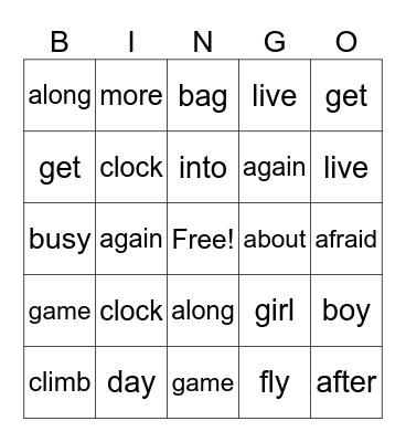 Read Bingo Card