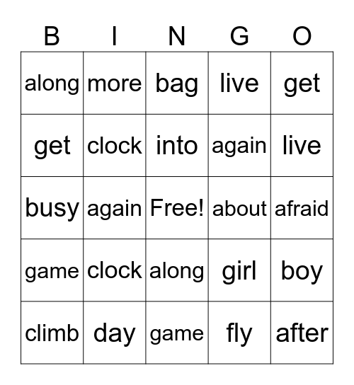 Read Bingo Card