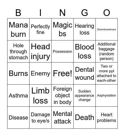 Daily Healer Encounters Bingo Card
