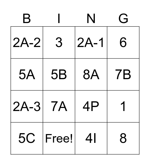 Module 2 Review BING! Bingo Card