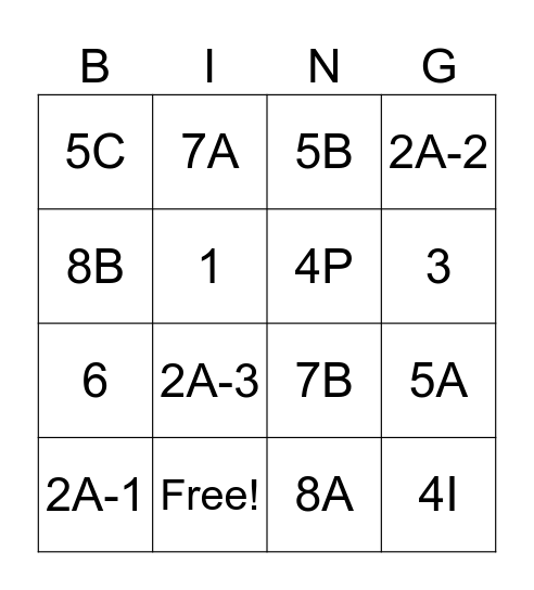 Module 2 Review BING! Bingo Card