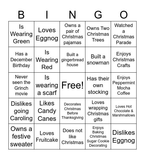 Christmas- Jingle & Mix Bingo Card