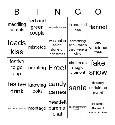 Hallmark Christmas Movie Bingo Card
