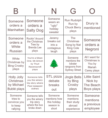 E+A Holiday Party Bingo Card