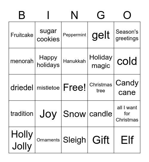 Holiday Party 2024 Bingo Card