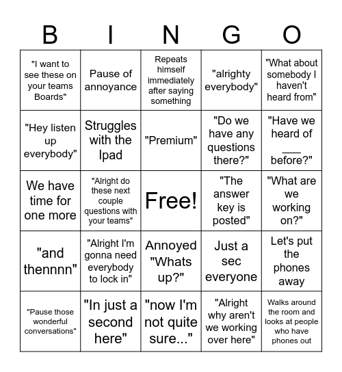 Mr.Lung Bingo Card