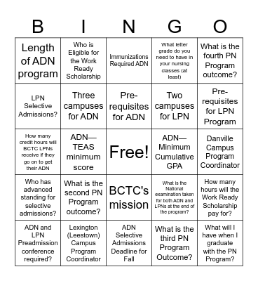 HealthCare Quest Bingo Card