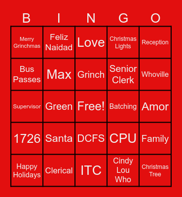 Merry Grinchmas Bingo Card