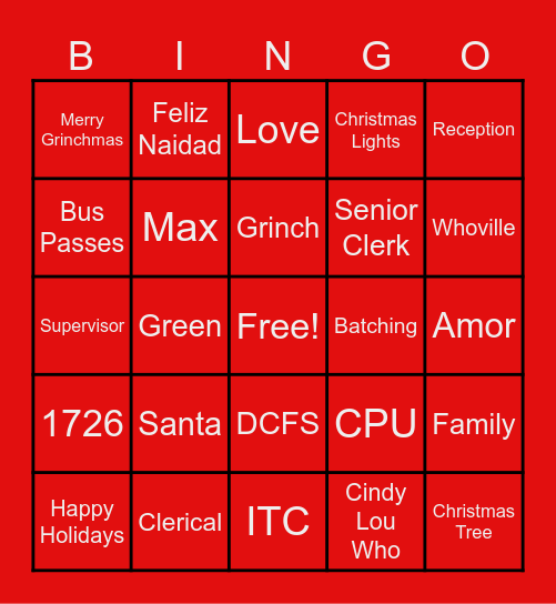 Merry Grinchmas Bingo Card