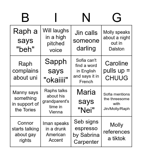 Christmas Party of the Century Bingo Card