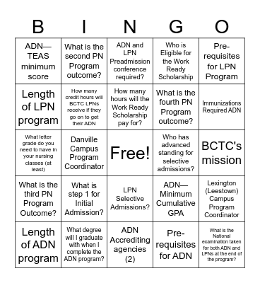 Healthcare Quest Bingo Card