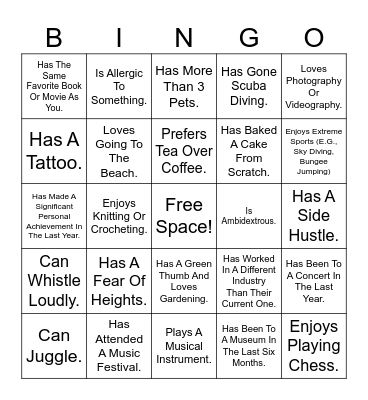 Find Someone Who... Bingo Card