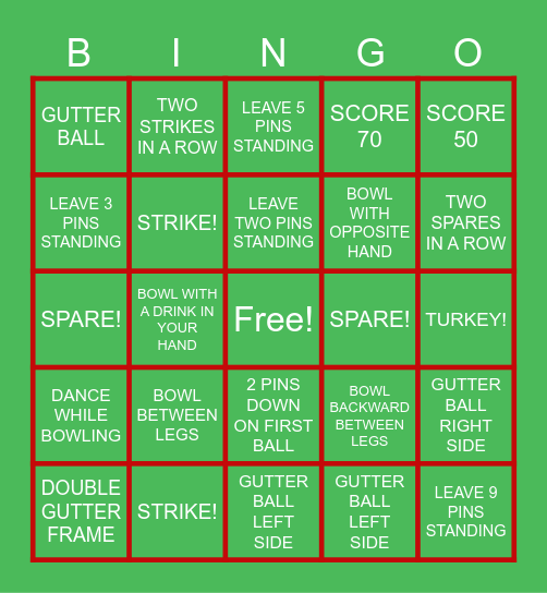 BOWLING Bingo Card